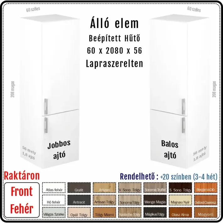 60-as Beépíthető Hűtős Állóelem (Egyedi gyártás hűtő típus alapján)
