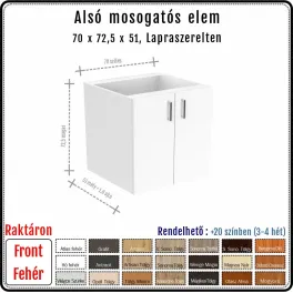 70 cm-es alsó mosogatós konyhaszekrény váz fehér fronttal - 2 ajtós (72.5 magas)
