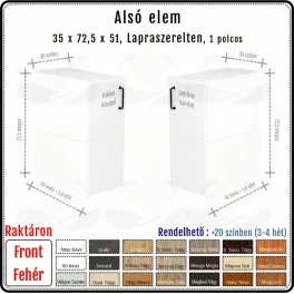 35 cm-es alsó konyhaszekrény váz fehér fronttal (72.5 magas)