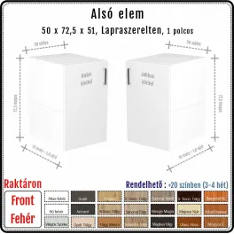 50 cm-es alsó konyhaszekrény váz fehér fronttal (72.5 magas)