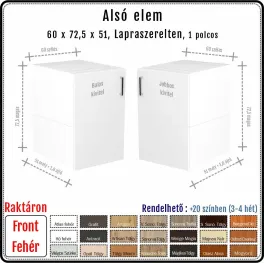 60 cm-es alsó konyhaszekrény váz fehér fronttal (72.5 magas)