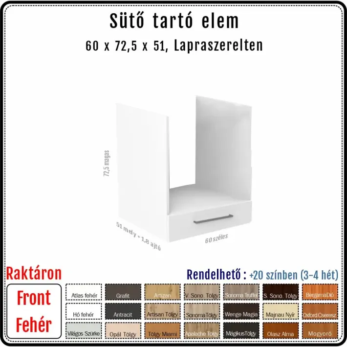 60-as Beépíthető Sütő Alsó Elem – 1 fiókkal (tepsitartóval)