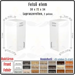 30 cm-es felső konyhaszekrény váz fehér fronttal (72 magas) 30 cm-es felső konyhaszekrény váz fehér fronttal (72 magas)
