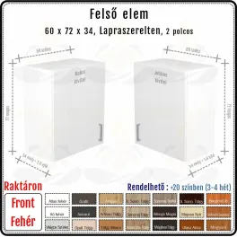 60 cm-es felső konyhaszekrény váz fehér fronttal (72 magas)