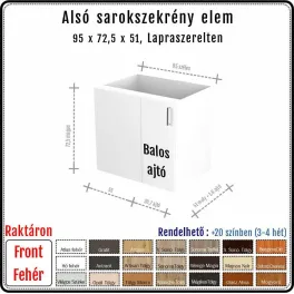 100-as Alsó Sarokszekrény Elem – Balos, egy polcos 100-as Alsó Sarokszekrény Elem – Balos, egy polcos