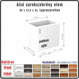 100-as Alsó Sarokszekrény Elem – Jobbos, egy polcos 100-as Alsó Sarokszekrény Elem – Jobbos, egy polcos