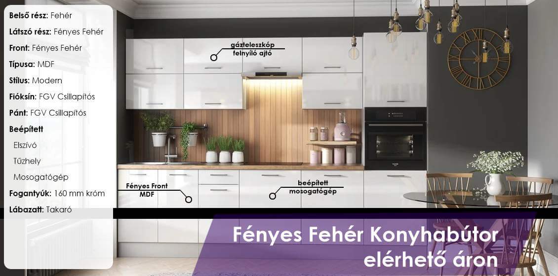 Fényes fehér Konyha