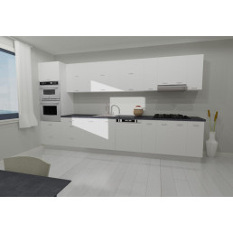 Amira 380 cm konyhablokk – Fényes Fehér / Fényes Fekete / Fényes Gold