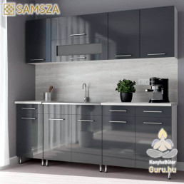 Samsza 200 cm Blokk Konyha – Fényes Antracit