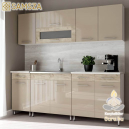 Samsza 200 cm Blokk Konyha – Fényes Homok - Szürke Kraft