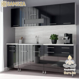 Samsza 200 cm Blokk Konyha – Fényes Fekete