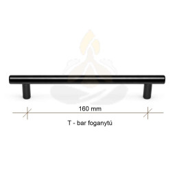 T-bar fekete bútorfogantyú – 160 mm | matt fekete fém