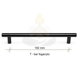 T-bar fekete bútorfogantyú – 192 mm | elegáns matt fekete kivitel