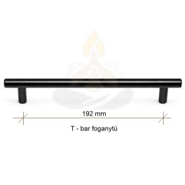 T-bar fekete bútorfogantyú – 192 mm | elegáns matt fekete kivitel