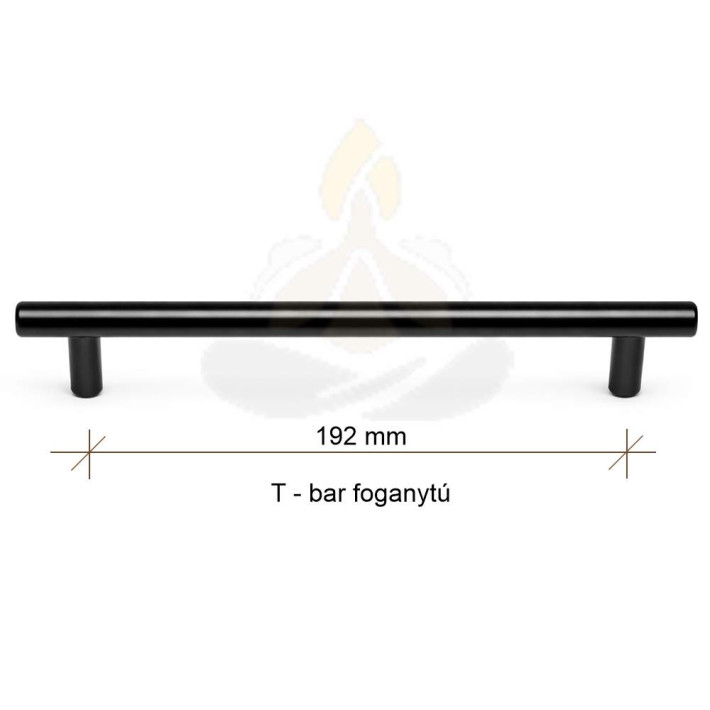 T-bar fekete bútorfogantyú – 192 mm | elegáns matt fekete kivitel