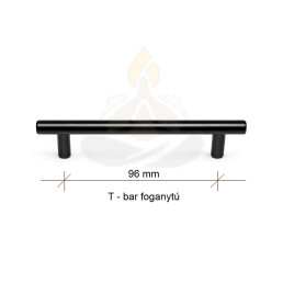 T-bar fekete bútorfogantyú – 96 mm | matt fekete fém