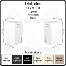 Amira Felső Szekrény 30 cm | 59 cm magas | Extra mély 34 cm