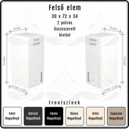 Amira Felső Szekrény 30 cm | 72 cm magas | Extra mély 34 cm