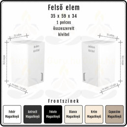 Amira Felső Szekrény 35 cm | 59 cm magas | Extra mély 34 cm