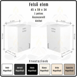 Amira Felső Szekrény 45 cm | 59 cm magas | Extra mély 34 cm