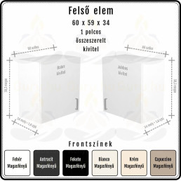 Amira Felső Szekrény 60 cm | 59 cm magas | Extra mély 34 cm