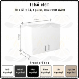 Amira Felső Szekrény 80 cm 2 ajtós | 59 cm magas | Extra mély 34 cm